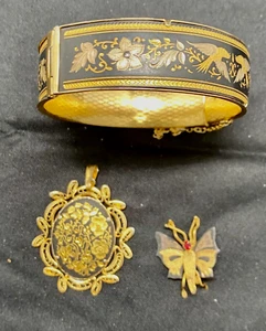ESPAÑA DAMASQUINA DAMASCENA JUEGO DE 3 PIEZAS: PULSERA, BROCHE Y PIN Excel - Imagen 1 de 9