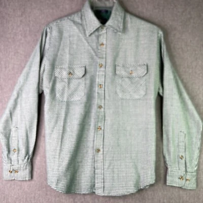 Винтажная мужская рубашка Blair L с длинным рукавом на пуговицах зеленая клетчатая рабочая рубашка MS47 - Изображение 1 из 4