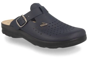 FLY FLOT 82009 BLAU Herren Sanitär Hausschuhe perforiert Echtleder Anti-Shock 307 - Bild 1 von 7