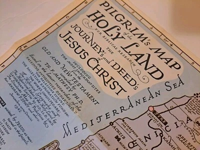 1942 Pilgrim’s Map Of The Holy Land Biblical Research Journey Of Jesus Jerusalem - Image 1 of 4