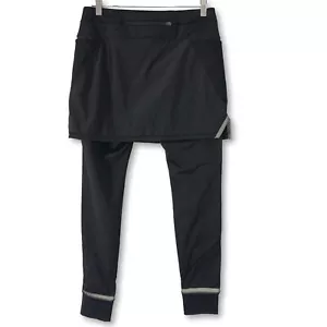 Athleta Powder Peak Women Size M Black 2 in 1 Skirted Fleece Leggings Reflective - Picture 1 of 14