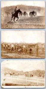 1910's WWI RPPC LOT/3 MILITARY DOUGHBOYS ON HORSEBACK DIGGING TRENCHES POSTCARDS - Picture 1 of 8