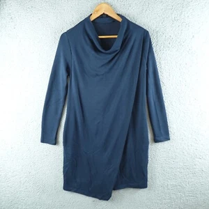 COS Womens Dress Small Blue Shift Short Cowl Neck Pockets Knit Corporate Career - Picture 1 of 8