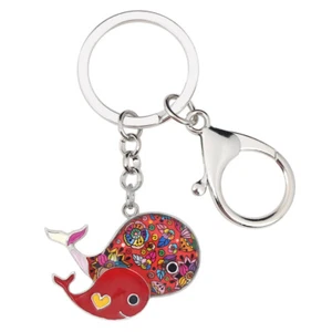 Mother's Day Enamel Alloy Whale Keychains Fishes Purse Key Ring Charms Jewelry - Picture 1 of 11