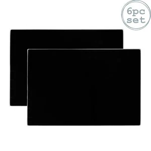 6x Glass Placemats Set Dinner Table Place Mats, Black, 30 x 20 cm - Picture 1 of 4