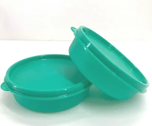 Tupperware Little Wonders Storage Bowls 2-pc Set & Seals 6-oz Snack Cup Teal New - Picture 1 of 9
