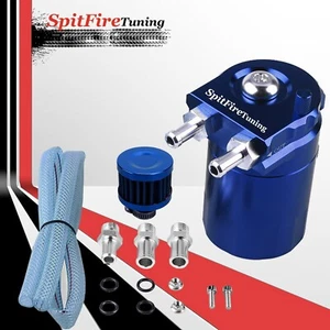 Oil Catch Can Reservoir Baffled Tank Breather Filter Universal Blue Fits Mazda - Picture 1 of 10