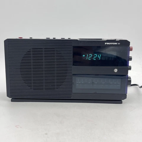 Vintage Proton 320 AM/FM Dual Digital Alarm Clock Black Radio Tested WORKS Cover