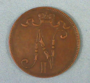 1898 FINLAND 5 PENNIA - RICH LUSTER IN XF/AU COND - FREE US / $12.50 WORLD SHIP - Picture 1 of 2