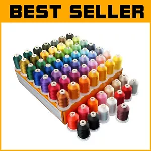 Premium 64 Spools 1000M Embroidery Thread Kit - 100% Polyester for Best Results - Picture 1 of 8
