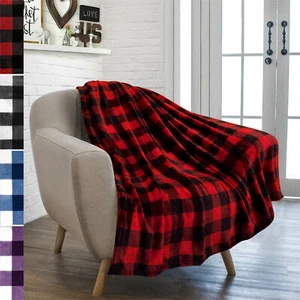 Plaid Blanket Soft Cozy Buffalo Checker Throw Microfiber Fleece for Sofa Couch - Picture 1 of 39