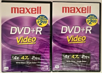 2X Maxell DVD + R Blank Discs 4.7 GB 2 Hrs. Up to 4X SEALED - Image 1 of 4