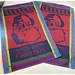 Williams Sonoma Santa Jacguard Toallas de Té 100% Algodón Santa Navidad Lote de 2 - Imagen 1 de 17