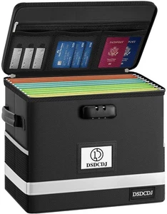 Scatola Porta Documenti Ignifuga Blocco Organizzatore File, 12,3x7,7x10,5 Pollici Stoccaggio Legale - Foto 1 di 8