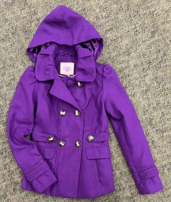 Chaquetón rosa con capucha púrpura con cuello para mujer talla XS Foto 1 de 2