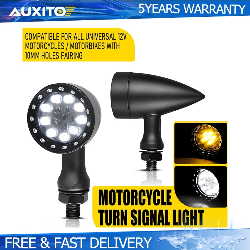 Luz intermitente LED de señal de giro para motocicleta negro ámbar para Harley Davidson Foto 1 de 4