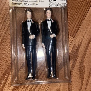Vintage Wilton Groomsman Wedding 1994 4.5" Plastic Cake Topper Figures Set Of 2 - Picture 1 of 2