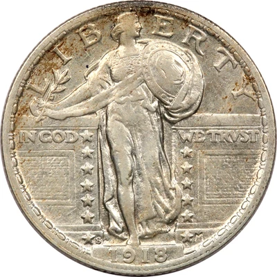 1918-S Standing Liberty Quarter 25C, About Uncirculated AU - Image 1 of 2