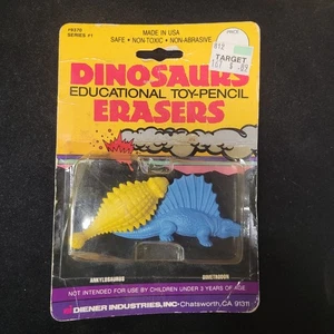 Vintage DIENER DINOSAURIER PÄDAGOGISCHES SPIELZEUG BLEISTIFT RADIERER ANKYLOSAURUS DIMETRODON - Bild 1 von 9
