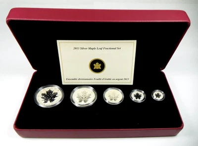 Juego fraccional de 5 monedas de plata Canadá 2013 hoja de arce 25 aniversario - OGP Foto 1 de 4