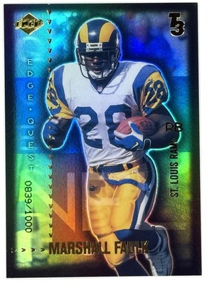 2000 Collectors Edge T3 Marshall Faulk Edge Quest Preview Gold /1000 #EQ13 - Image 1 of 2