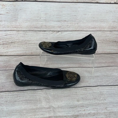 Tory Burch Caroline Mujer Talla 5M Ballet Pisos Negro Charol Foto 1 de 4