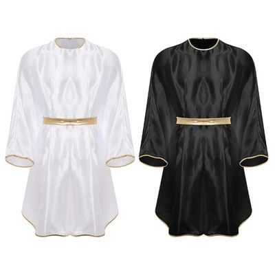 Men Angel Cosplay Costume Golden Trim Batwing Sleeve Short Robe Halloween Party - Image 1 of 4
