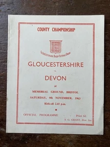 1963 Gloucestershire v Devon County Championship Rugby Union Programme Bristol. - Picture 1 of 3