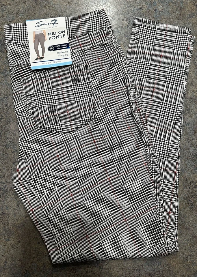 Seven7 Women Stretch Skinny Leg Pull On Ponte Pants Sz 8 Black