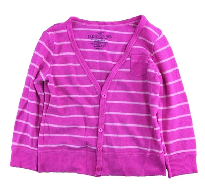 Faded Glory Shirt Girls Size 6-6X Top Pink Button Up Striped Casual Pocket - Image 1 of 4