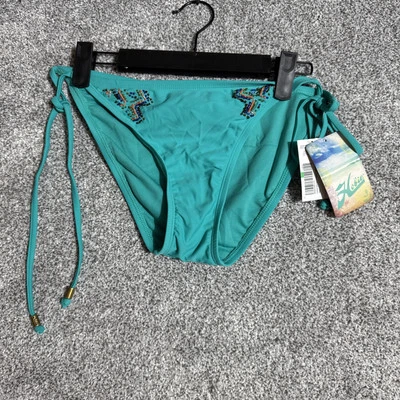 Parte inferior de bikini de natación años 90 Y2K talla L con cuentas lazo lateral boho tribal resort elegante festival Foto 1 de 4