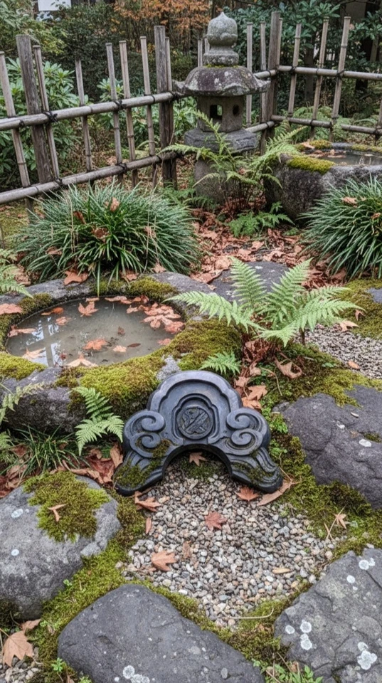 Telha de telhado antiga ONIGAWARA com brasão da família samurai antiga do Japão - Imagem 1 de 4