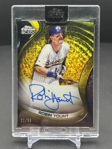 2022 TOPPS CROMO NERO ROBIN YOUNT AUTOGRAFO ORO MINI DIAMANTE /50 BIRRAI - Foto 1 di 2