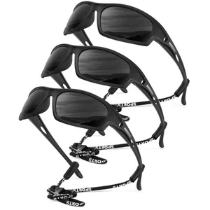 3 Pack Polarized Sports Sunglasses for Men, Mens Sunglasses Wrap Around UV400 - Picture 1 of 7