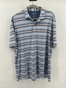 Johnnie O Shirt Mens XL Blue Red White Striped Short Sleeve Polo Golf Athletic - Picture 1 of 6