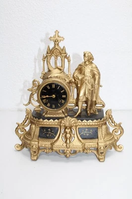 Regule Kaminuhr mit Figuren Aufbau ca. 1880, gegoldet funktionsfähig (A20) - Bild 1 von 4