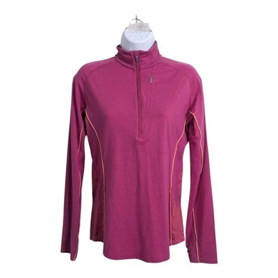 Chaqueta Icebreaker Merino GT Mujer 1/4 Cremallera Cuello Simulado Fucsia Naranja Lana Deporte S Foto 1 de 4