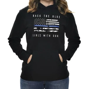 Girls With Guns Hoodie "Back The Blue" schwarz Damen Gr. XL - Bild 1 von 2