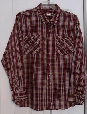Haband Travelers Pearl Snap XL Western Style Shirt, Burgundy Plaid, Long Sleeve  - Image 1 of 4