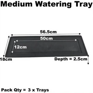 Medium Plant Pot Drip Watering Tray Saucer  Black Windowsill Seed Trays Qty = 3 - Picture 1 of 4