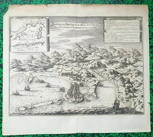 XVII ème - La Barbarie - Beau Plan Citadelle d'Alger par Merian  38x34 cm 1672 - Foto 1 di 3