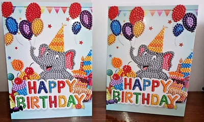 Tarjeta de felicitación completa arte diamante circo elefante feliz cumpleaños niños Foto 1 de 4