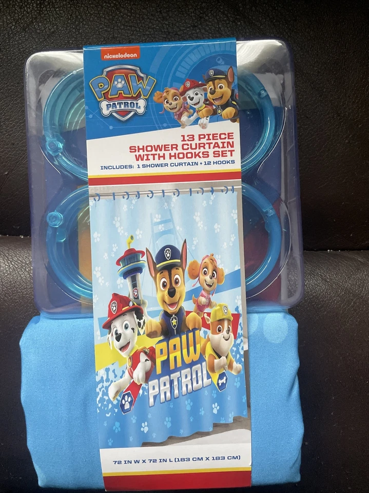 JUEGO DE CORTINAS DE DUCHA DE TELA PAW PATROL 13 piezas con 12 ganchos, baño para niños, 72”x72” - ¡NUEVO! Foto 1 de 1