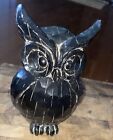 Owl Wood Look Carved Distressed Black Finish Very Detailed Rustic Decor