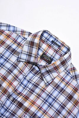 Camisa deportiva PAUL & SHARK amarilla roja azul marino a cuadros 100 % algodón grande 42E Italia Foto 1 de 4