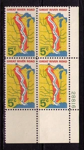 US USA Sc# 1319 MNH FVF Pl# Block Great River Road Mississippi Map Untagged - Picture 1 of 1