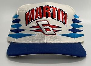 NOS Vintage Mark Martin Men’s Snapback Hat Adjustable Nascar USA Sewn White Logo