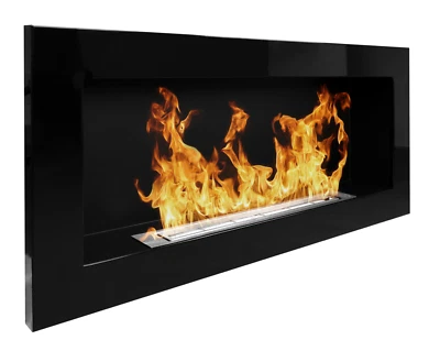 Gel & Wall Ethanol Fireplace 90cm Black High Gloss Gel Fireplace Ethanol Fireplace - Image 1 of 4