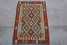 Afghan Kundoz Genuine Handmade Tribal Multi Colour Wool Kilim Rug 104x155cm
