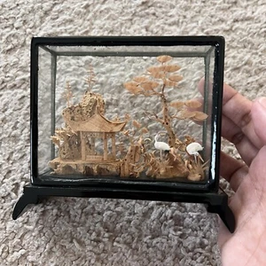 Vintage Hand Carved Chinese Miniature Diorama Shadow Box - Picture 1 of 8